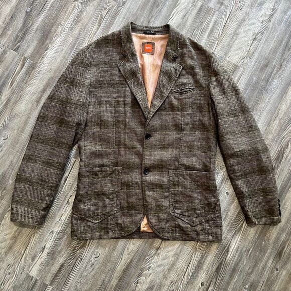 Hugo Boss Wool Glen Plaid Blazer 44R Handcrafted Ukraine Designer Sport Coat - Picture 2 of 11